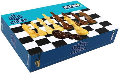 BUZZ MAX Professional Foldable Chess Game Standard Size with Fine 32 Plastic Pieces, Strategy & War Board Game