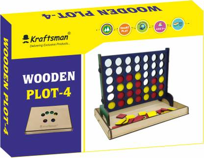 Kraftsman Wooden Board Game of Connect 4 Grid game or Get 4 in a Row Strategy & War Games Party & Fun Board Game