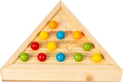 Ratnas Colourful Solitaire (1974) Wooden Board Colorful Marble Solo Brain Teaser Strategy & War Board Game