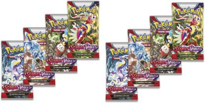 MOONZA Pokémon TCG: Scarlet & Violet Sleeved 8 Booster Pack Playing Card For Kid's Party & Fun Board Game