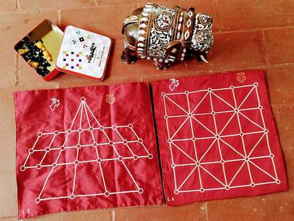 RolltheDice 2in1 Tiger & Goats Game, Aadu Huli, Puli Meka, Bagh Chaal, Pulijudam / Strategy & War Board Game