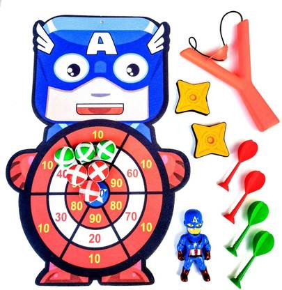WECAN FASHION Captain America Super Hero Sticky Target Ball Set For Kids Fun Enjoy Dart Board Game