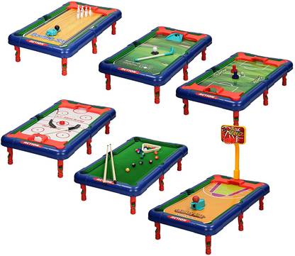 Plutofit 6 in 1 Ice Hockey Football and Snooker Fun Indoor Game Board Table Toy Air Hockey Board Game