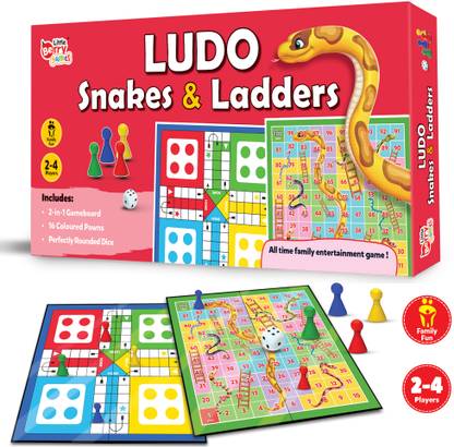 Little Berry Junior Ludo & Snakes and Ladders Board Game for Kids - 11" x 11" Board Game Set Party & Fun Board Game