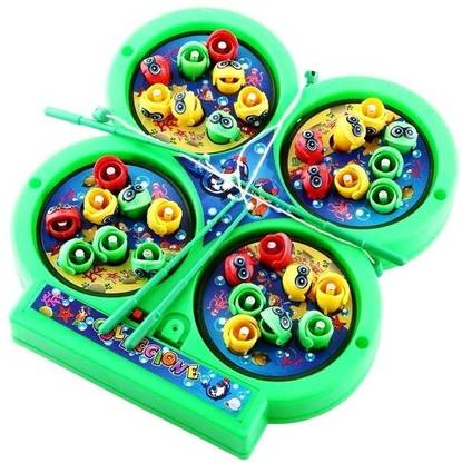 Riddhi Crafts Kids Fish Catching Game with Sound, Fishing Game 32 Pieces Fish & 4 Fishing Rod Board Game Accessories