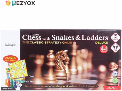 PEZYOX Chess & Snakes Ladders Junior Deluxe Educational Board Games