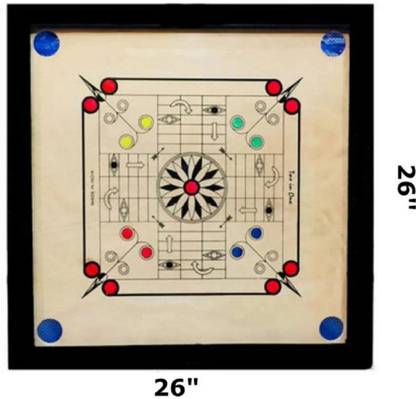 KOODOX CARROM BOARD MEDIUM SIZE(26*26), WITH LUDO GAME,STRIKER,COINS AND POWDER Carrom Board Game