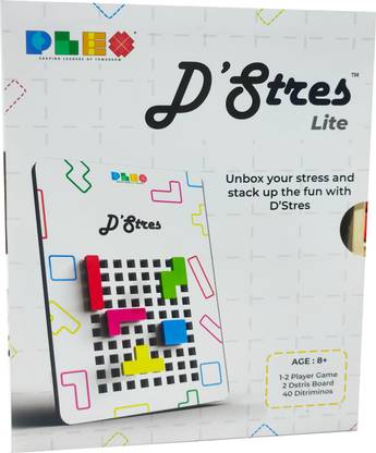 Plex D'Stres Lite Kids Wooden Tetris Puzzle 2 Players, 2 Boards, 40 Ditriminos-Age 8+ Educational Board Games