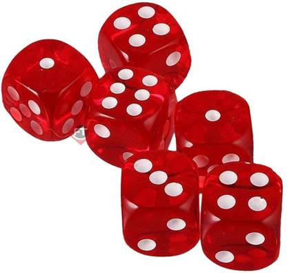 DIGSMORDEN Pack of 5 Red Ludo Poker Dice for Board & Card games Party & Fun Board Game