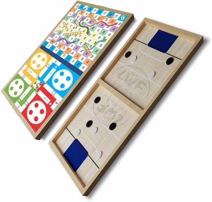 Learn With Fun 3 in 1 Sling Puck Fastest Finger Game, Ludo & Snakes Game for Kids Party & Fun Board Game
