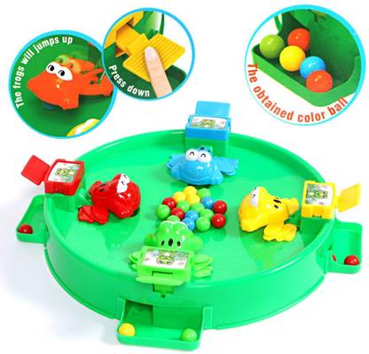 SARASI Hungry Frog's Eat Beans Game For Kids, 4 Frog With 48 Balls[Multicolor] Party & Fun Board Game