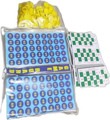 90 Degree Full Housie Game Set with 48 Reusable Tickets and 1 to 90 Printed Jumbo Coins Party & Fun Board Game