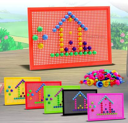 Toywua Creative pegboard Jigsaw Puzzle Building Nails Blocks |Mosaic Mushroom Educational Board Games