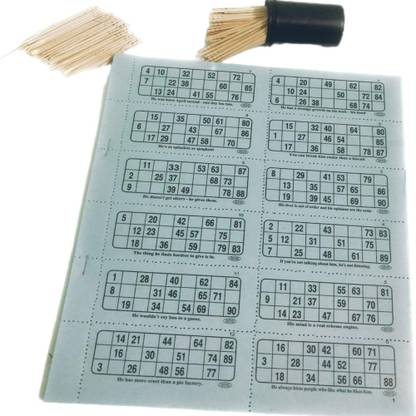 90 Degree Full Housie Tickets Book Set Of Tambola Ticket Of 600 Tickets With Tooth Pick Party & Fun Board Game