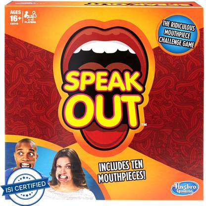 HASBRO GAMING Speak Out Game,Mouthpiece Challenge Game Includes 5 Mouthpieces Party & Fun Board Game