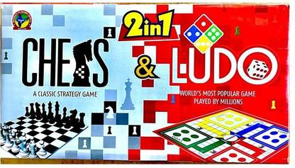 IMAGO 2-in-1 Game Chess and Ludo Game Accessories Board Game 15 Inch Party & Fun Board Game