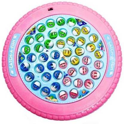 Braintastic Rechargeable Fishing Game with 45 Fishes Catch Fish Pond & 4 Stick Pink for Kid Party & Fun Board Game