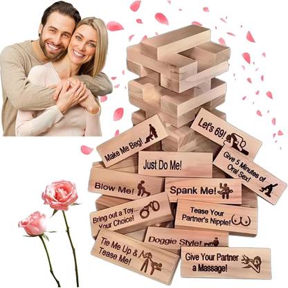 स्मार्टसॉल्व The Naught Game - Game for Adults, 48Pcs Super Naughty Block Tower Game बोर्ड गेम