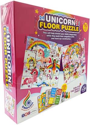 ZWINKO Floor Puzzle - 2 in 1 - Two Puzzles (and Back) - 16 Pieces