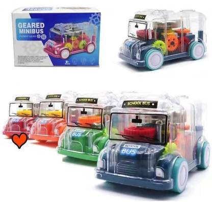 Globular Transparent Mini School Bus Toy Gear Concept Minibus Toy
