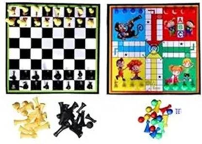 PRISAMX 2 in 1 with Ludo & Chess Token & Dice Toy & Games, Multi -Color (12X12 inch) Party & Fun Board Game
