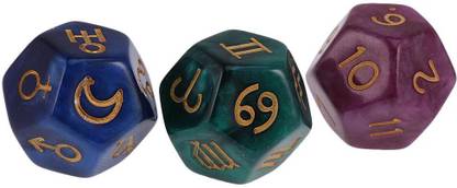 LoomTree 3 Pieces of Pearl 12-sided Astrology Dice for Constellation Divination Toys Word Games