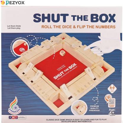 PEZYOX Wooden Shut The Box Game 4 Player Shut The Box Dice Game Board Game Accessories