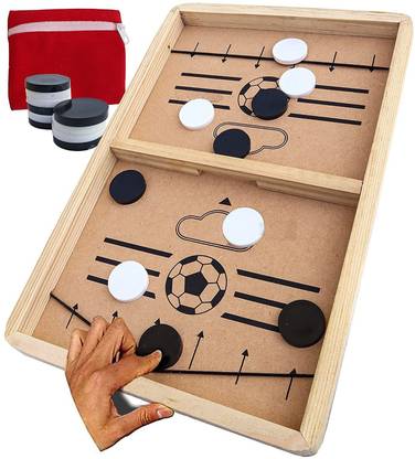 TOYSHINE Junior Fast Sling Puck Game Board String Hockey Toy Air Hockey Board Game