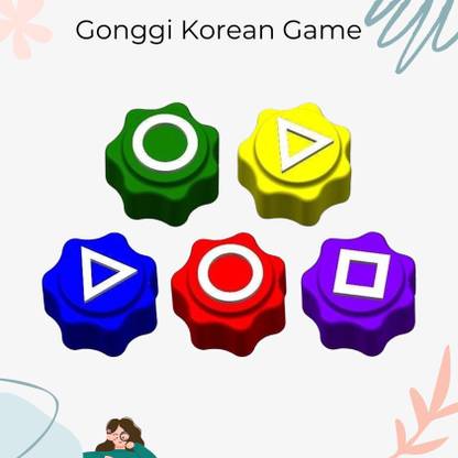 CountryLink Gonggi Korean Squid Game Set of 5 Stones Dice Set Colorful Button Design Strategy & War Board Game