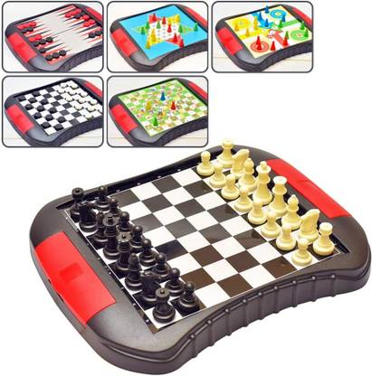 WECAN FASHION 6-in-1 Magnetic Chess|LUDO|Checkers Chinese Checkers |Snakes&Ladders|Back Gammon Party & Fun Board Game