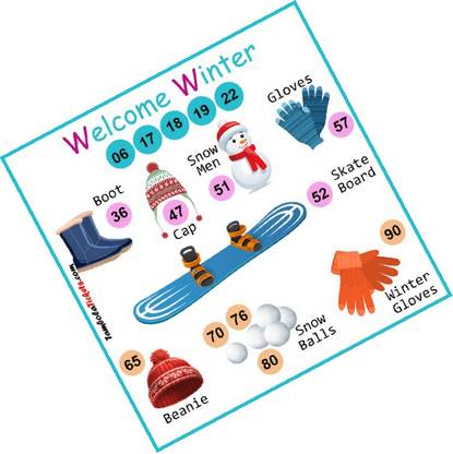 Tambola Tickets Winter Tambola Housie Bingo Tickets ( 24Cards,Printed on Hardsheet):CA351 Board Game Accessories