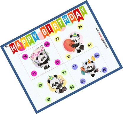 Tambola Tickets Happy Birthday Theme Bingo Housie tickets for Tambola Game (Set of 24 Cards, Printed on Hard Sheet, Premium Quality, Big Size) Board Game Accessories