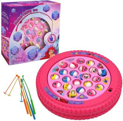 PlayMagic Fishing Game Play Set Princess|45 Fish and 4 Fishing Poles|Kids Age 3+ Party & Fun Board Game