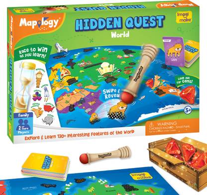 इमैजिमेक Hidden Quest World Map Board Games For Kids| Educational Toy For Kid 5+Years बोर्ड गेम