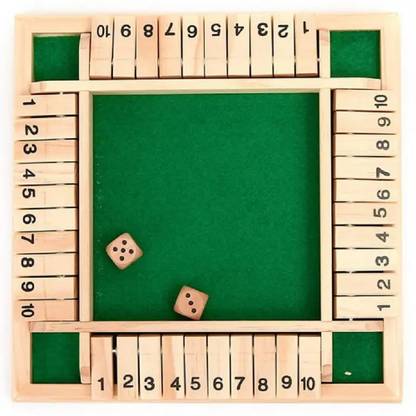 Little Mind Shut Box Dice Game for Kids & Adults [4 Sided Player Educational Board Games