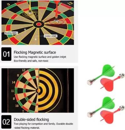 RIGHT SEARCH Double Sided Magnet Dart Board, Board Game with 4 Colorful Darts for Kids Dart Board Game
