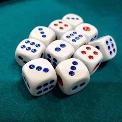 DIGSMORDEN Pack of 20 Ludo Dice Standard Plastic 14 mm Game White Dice Party & Fun Board Game