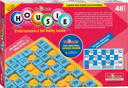 Toymate Housie 48 RED with reusable cards, A family fun game for small gathering Educational Board Games