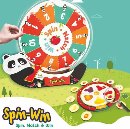 Webby Wooden Spin Win-Spin Match & Win Educational Game Table Top Family Game for Kids Party & Fun Board Game
