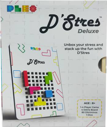 Plex D'Stres - Deluxe Kids Wooden Tetris Puzzle Board Game (Ages 8+) Colorful Blocks Educational Board Games