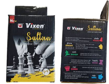 Pro Game Sultan Portable, Lightweight, Stylish Set Black-White of Plastic Chess Coins For 2 cm Chess Board