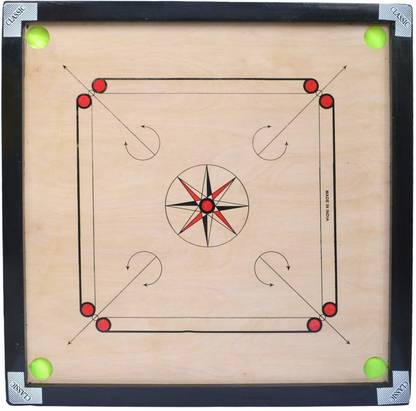 AVJ Full Size 32 INCH Woden Game with Premium Wooden Coin Striker Powder 32 cm Carrom Board