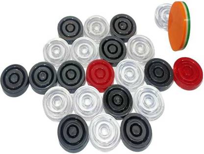 GOLS Crystal carrom coins set (Pack of 20) with striker and powder Carrom Pawns Carrom Pawns