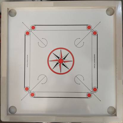 Ishu Sports GLOSSY WHITE FULL SIZE(32 INCH) WITH STRIKER,POWDER AND COINS 81.04 cm Carrom Board