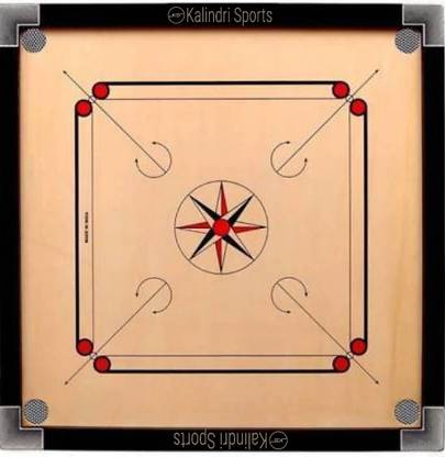 Kalindri Sports 20 × 20 inch with 1.5 inch Frame 4 mm Ply with Free Coins Striker 50.8 cm Carrom Board