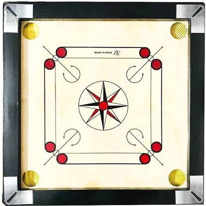 wWAR Matte Finish Small Carrom Board With Wooden Coins Striker Powder (20x20inch) 50 cm Carrom Board