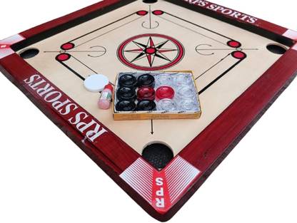 RPS sports Carrom board 20 inch with coins, Red frame Carrom board, carrom for kids 4 cm Carrom Board