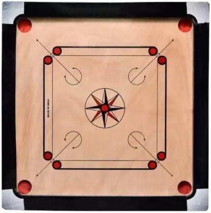 Purviox Wooden Carrom Board With Coins, Striker And Boric Powder 50.8 cm Carrom Board