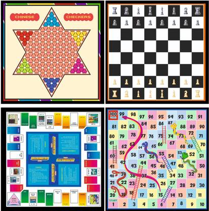 Koel 4 in 1 Wooden 12*12" Chess Checker | Business Snake | Token Player Currency | 32 cm Chess Board