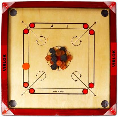 RS RETAILS Elite Carrom Board with Carrom Coins, 2 Strikers & Carrom Powder (20inch) 50 cm Carrom Board